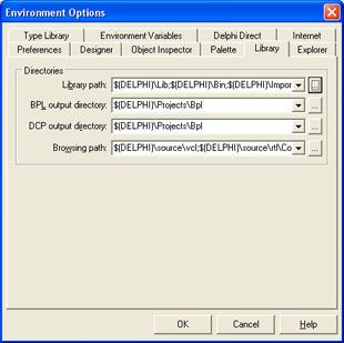 Instalar componentes Delphi - Environment Options
